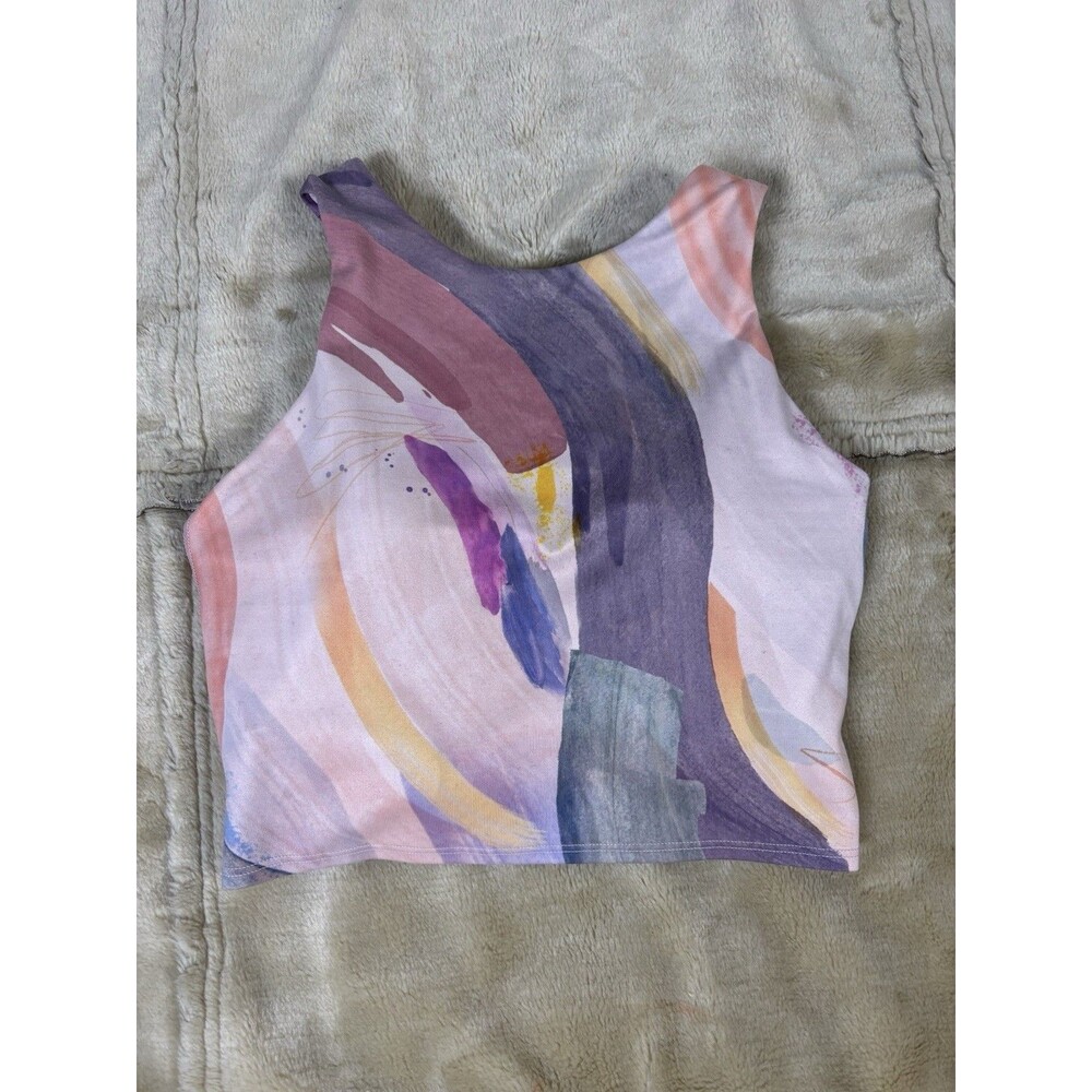 Athleta Conscious Crop Size XS Sports Bra in Vibrance Orchid Watercolor - EUC